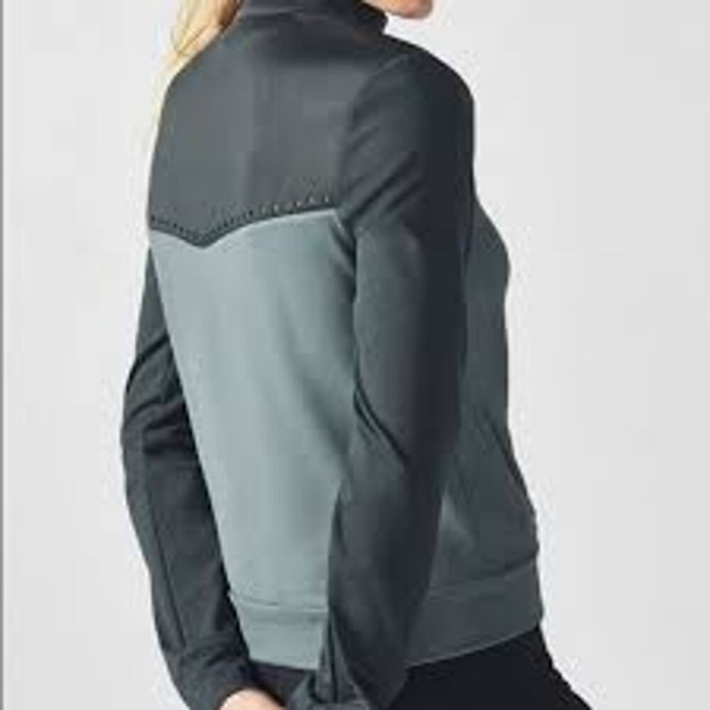 Fabletics Cleo Full Zip Jacket Green Colorblock Perforated Track Coat XL - Picture 6 of 12